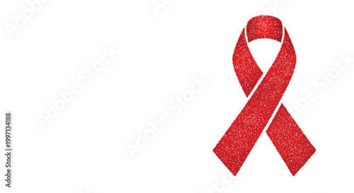 red awareness ribbon on white background high quality