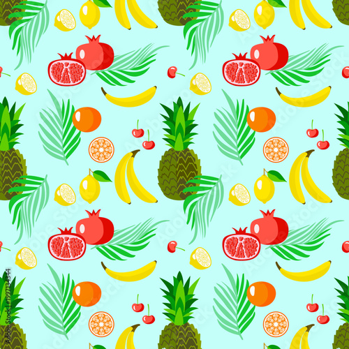 Vector - exotic fruits illustration seamless pattern.