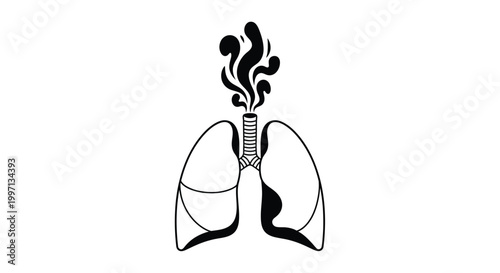 lungs with smoking cigarette illustration high quality professional