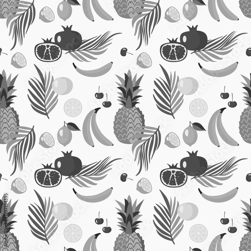 Vector - exotic fruits illustration seamless pattern.