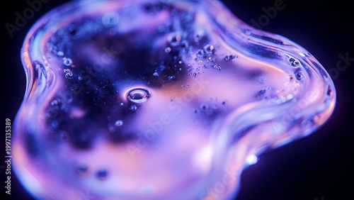 Macro shot of glowing liquid or gelatinous substance in a surreal sci-fi style. AI Generative