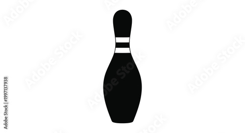 A simple black silhouette of a bowling pin minimal and graphic silhouette