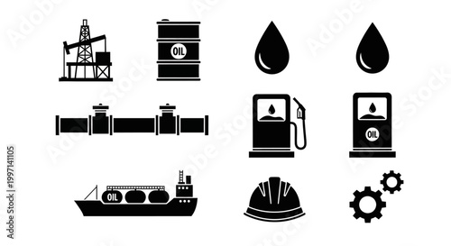 Industrial oil and gas icons.