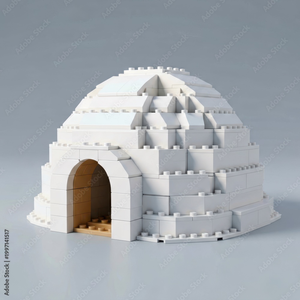Obraz premium LEGO Igloo Model with Arched Entrance and Interior Stairs