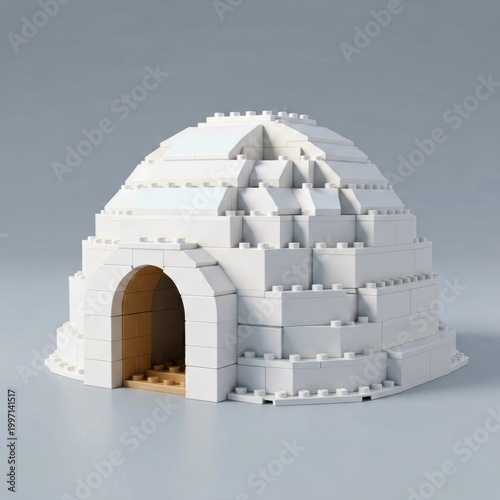 LEGO Igloo Model with Arched Entrance and Interior Stairs
