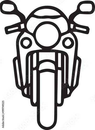 Motorcycle Front Line Art Vector