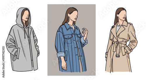 Fotografie Women Wearing Different Long Coats.