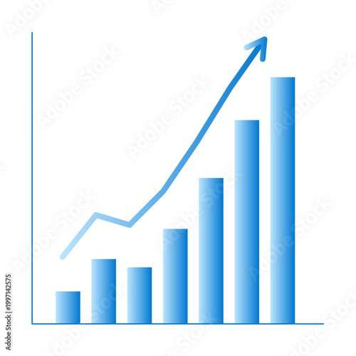 Free Download Uptrend Chart with Arrow, Business Growth Graph and Financial Increase Diagram, Blue Gradient Minimal Modern Vector Icon for UI UX and Infographic Design
 - GFXLoad