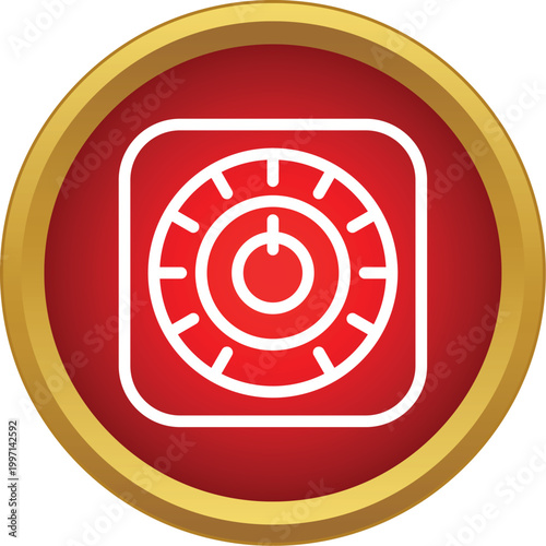 Red circular icon representing a control knob with a power button symbol