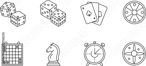 Board games doodles set hand drawn vector illustration sketch icons of cards dice and pawns checkers