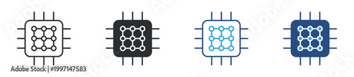 Neural processing icon. AI microchip symbol. Machine learning and data processing technology icon, vector illustration.
