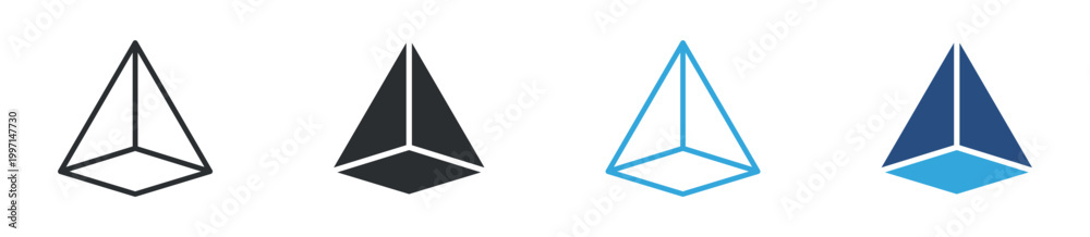 Fototapeta premium Prism shape icon. Geometric structure symbol. 3D form and abstract geometry icon, vector illustration.