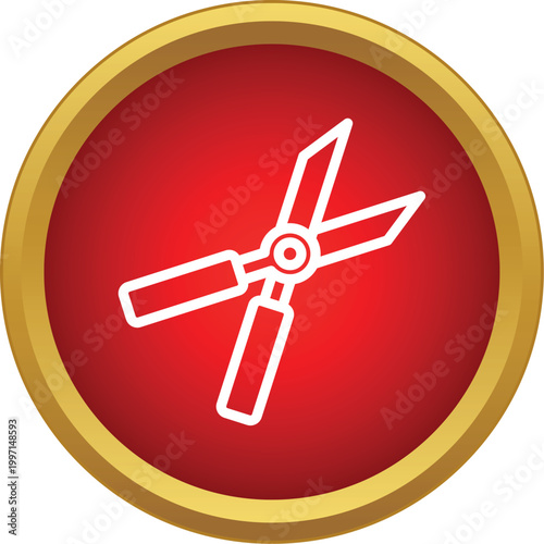 Pruning shears icon in a red circle creating an outline illustration