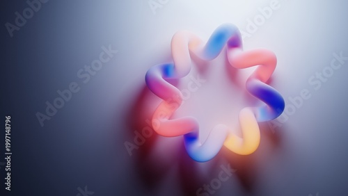 Foto Psychedelic twisting shape with neon gradient colors glowing