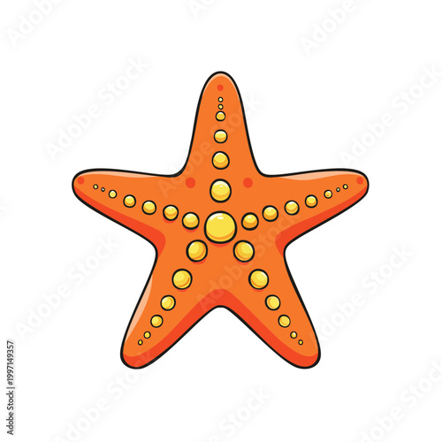 Vibrant Orange Starfish Marine Creature Nautical Icon