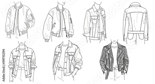 Collection of various leather jackets.