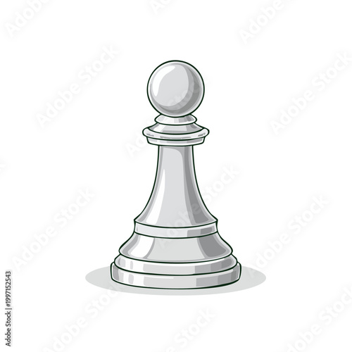 Single White Chess Pawn Piece Isolated on White