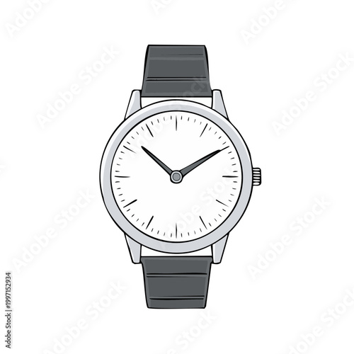 Classic Wristwatch with Leather Strap Clean Design Elegant Timepiece Accessory