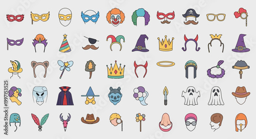 Colorful cartoon character face masks.