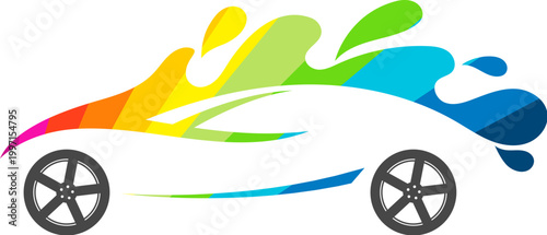 Colored splashes and drops of paint, car painting design