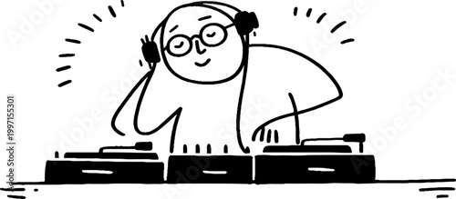 Dj mixing tracks using turntables in performance