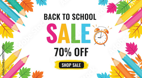 Back to school sale with seventy percent discount offer