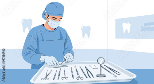 Dentist Preparing Surgical Instruments for Dental Procedure