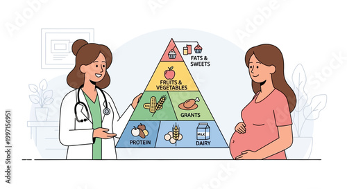 Doctor advises pregnant woman on healthy diet pyramid, nutrition for pregnancy