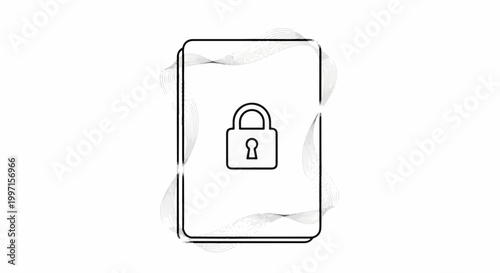 A simple line art illustration of a locked phone with decorative wavy lines