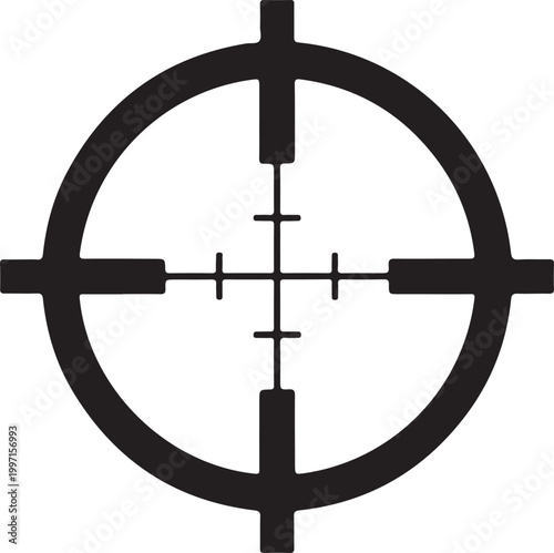 Black crosshair target, gun sight icon, aiming symbol, vector scope