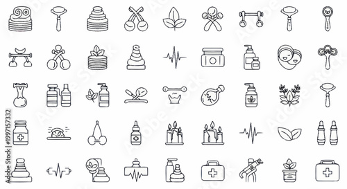 Collection of beauty and wellness icons in a grid layout.
