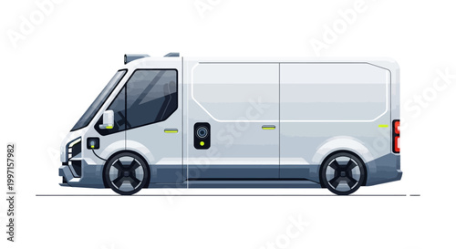 Modern autonomous electric delivery van illustration