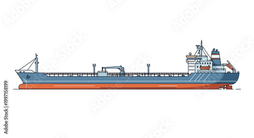 Illustration of a cargo ship in profile