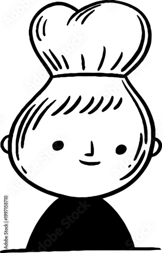 Female baker smiling in simple white background illustration