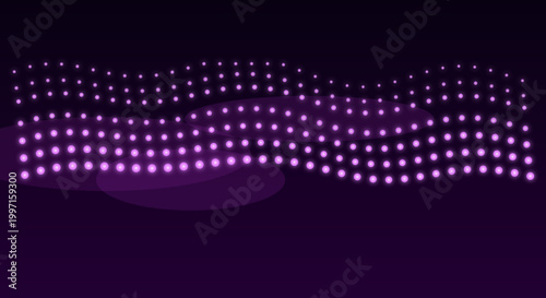 Wavy purple LED lights installation in dark room with futuristic ambiance for nightclub decor