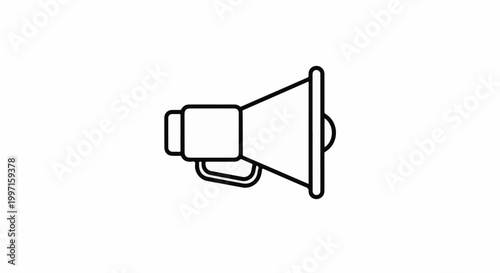 A simple black and white line drawing of a megaphone