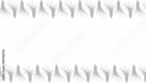 Ginseng Background. Handdrawn Root Illustration. Herbal Botanical Background. for Packaging Textile Design
