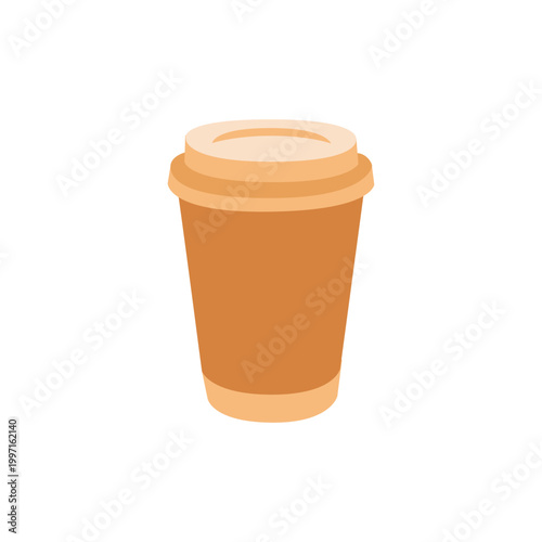 Hand-drawn illustration of takeaway coffee paper cup template for packaging, menu, cafe, product design