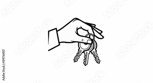 A person's hand in a shirt sleeve holds a ring with multiple keys