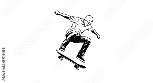 A person performs a skateboarding trick, launching into the air on their board