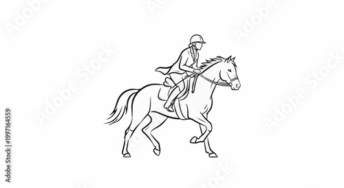 A person rides a horse in a competition with a cape flowing