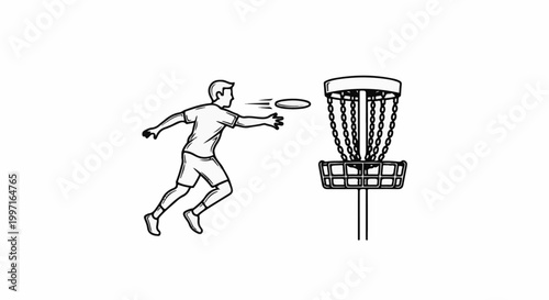 A person throws a disc towards a disc golf basket