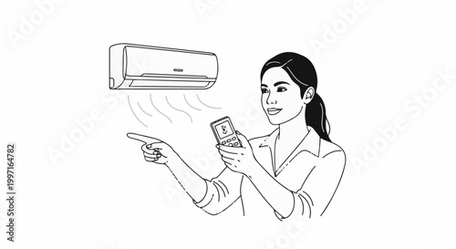 A person uses a remote to operate an air conditioner