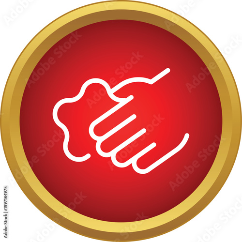 Hand holding a rag and wiping a surface, depicted as a cleaning icon