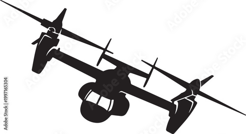 Military drone, unmanned aerial vehicle, black silhouette, aircraft icon, vector illustration