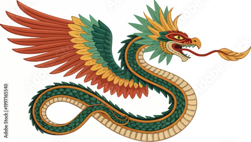 A vibrant dragon with colorful wings and a serpentine body in a dynamic pose
