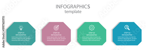Business infographic design template with 4 options, steps or processes. Can be used for process diagram, presentations, workflow layout, banner, flow chart, info graph . 