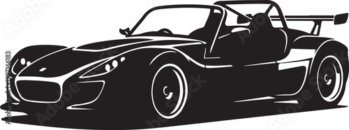 Black sports car, convertible, vector illustration, racing car design, sleek automobile