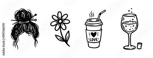 Mom s favorite things coffee wine flower messy bun Mother s Day gift