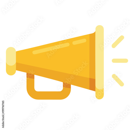 Tableau sur toile megaphone icon in flat yellow design high quality
